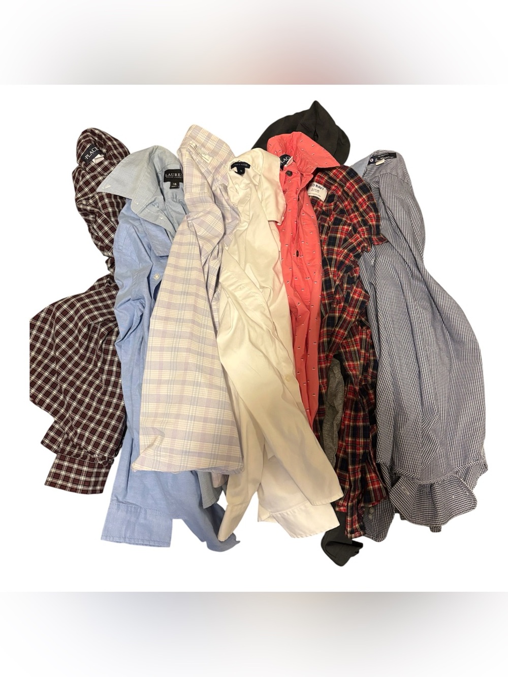 Place Men's Button-Down Shirt Bundle - White, Light Blue, Coral, Plaid